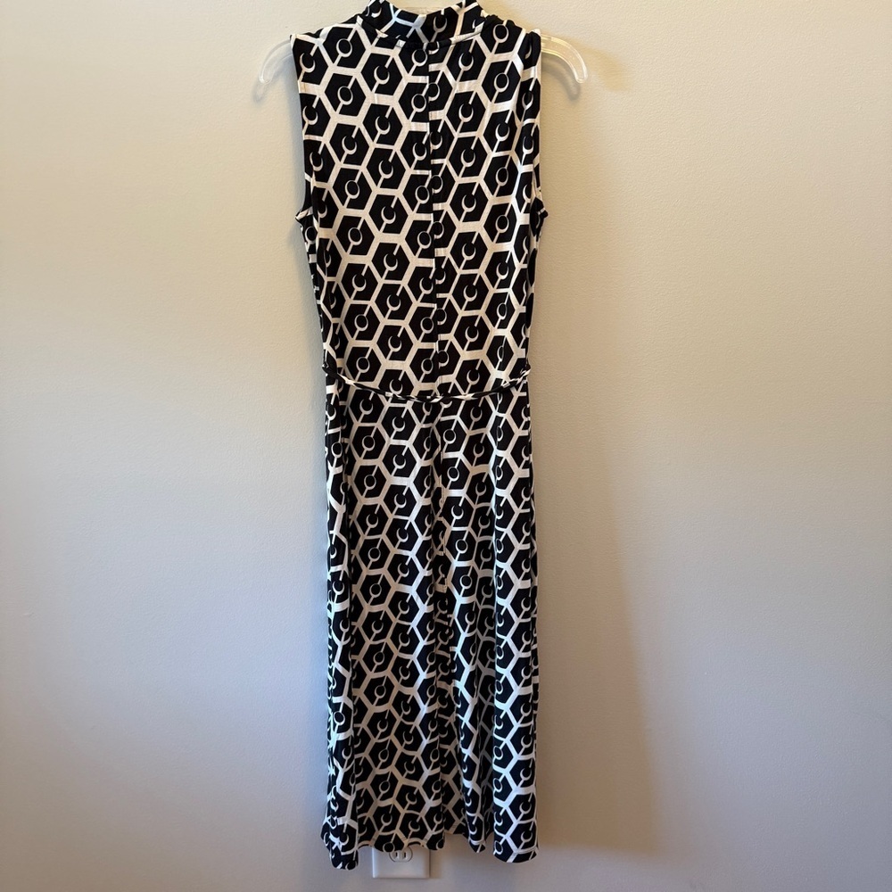 Boden Black & White Geometric Sleeveless Midi Dress Size 6 - Picture 4 of 4